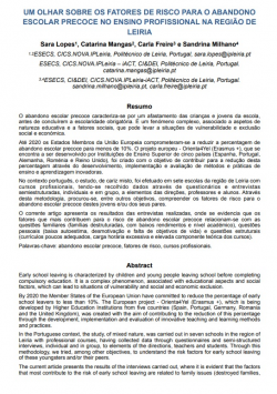 Um olhar sobre os fatores de risco para o abandono escolar precoce no ensino profissional na região de Leiria